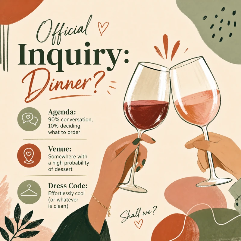 Date Invitation — Invitation for a Date, Dinner Party, Wine