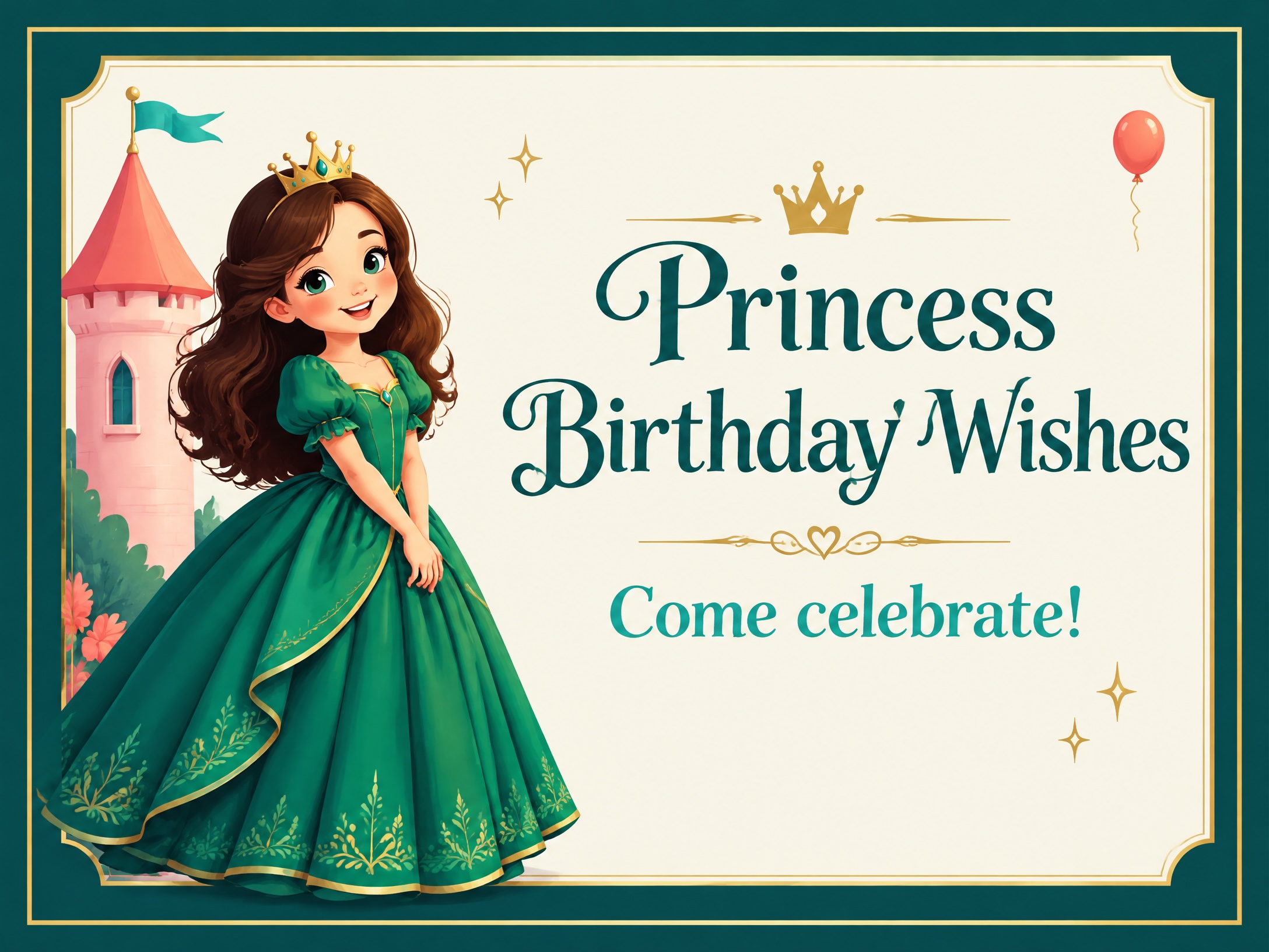 Princess Birthday Celebration — Princess Birthday, Dress, Green, Castle