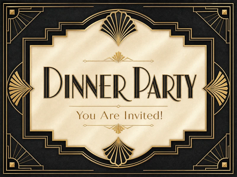 Dinner In Art Deco — Black And White, Art Deco, Dinner Party