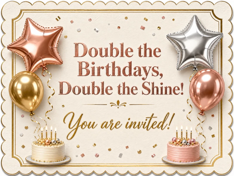 Double The Shine — Joint Birthday, Double Birthday, Foil Balloons, Cake