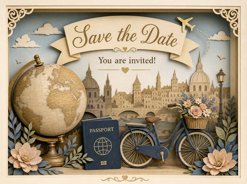 Save The Date For Our Destination — Destination Wedding, Save The Date, Passport, Travel, Shadow Box Art