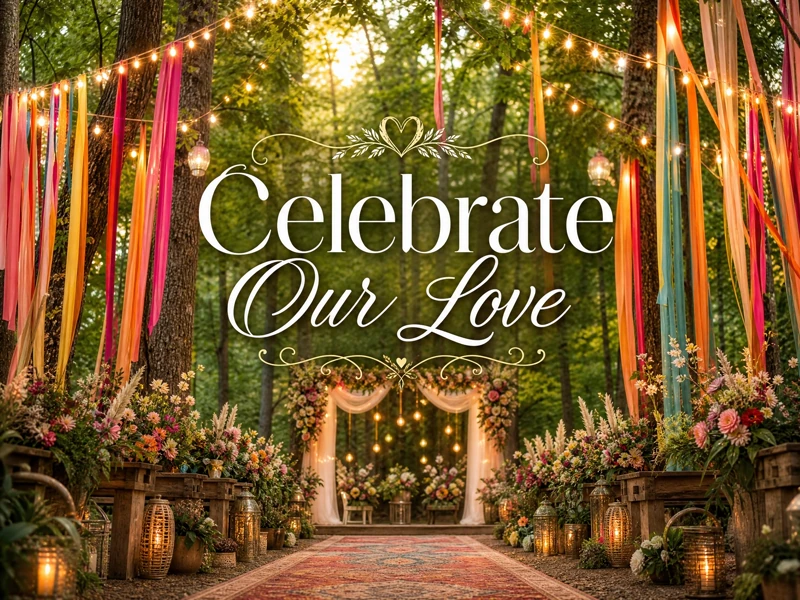 Celebrate Our Love — Boho Wedding, Tulum Wedding, Forest, Ribbons, Floral