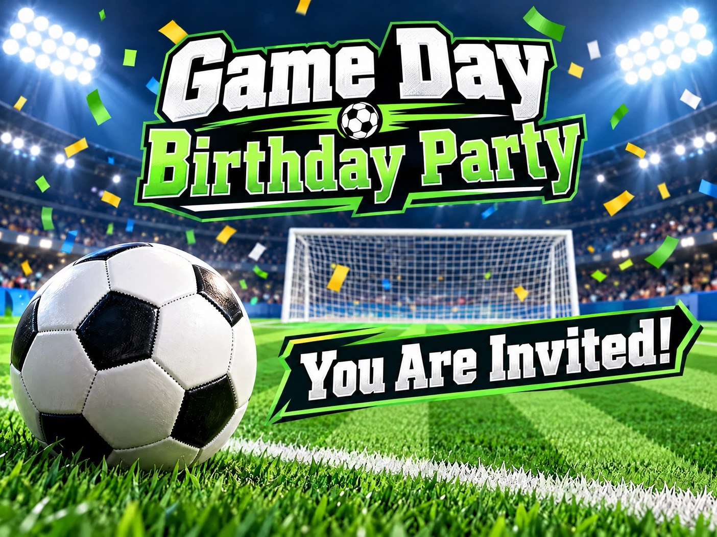 Game Day Birthday — Soccer Birthday, Sports, Goal, Birthday Invitation