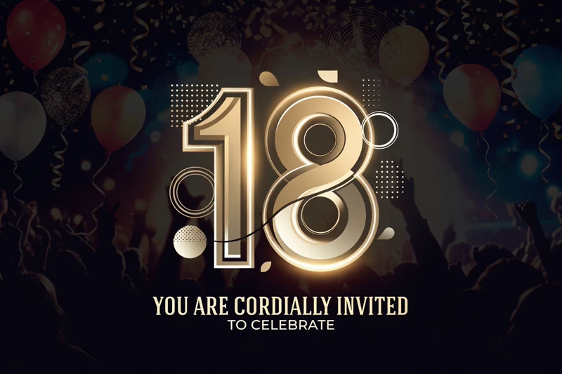 Big Celebration — 18th Birthday, Black and Gold