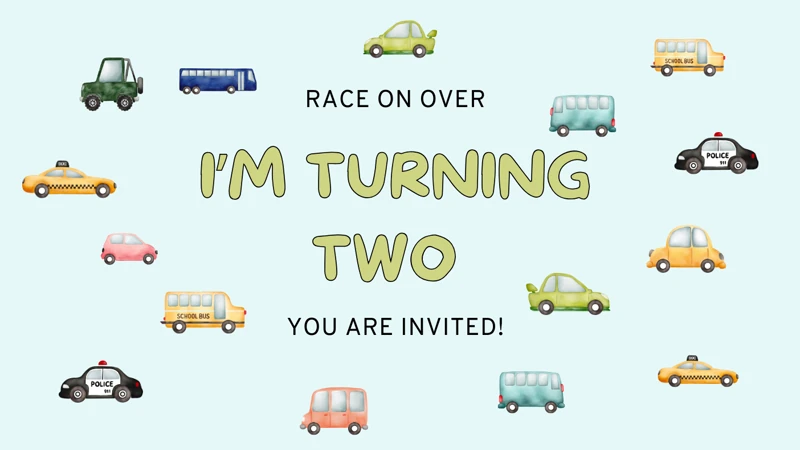 Race On Over! — Cars, Trucks, Bus, 2nd Birthday, Second