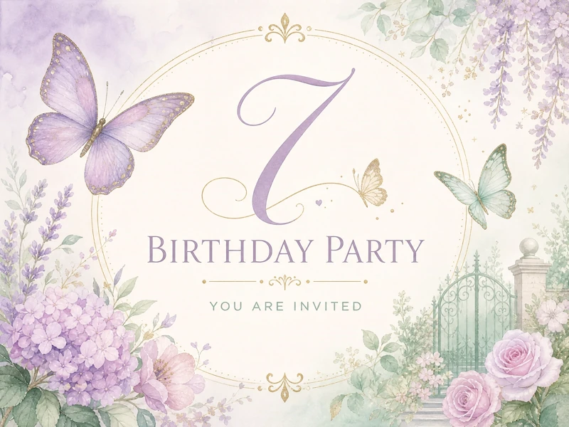 Garden Party — 7th Birthday, Butterfly, Garden, Flowers