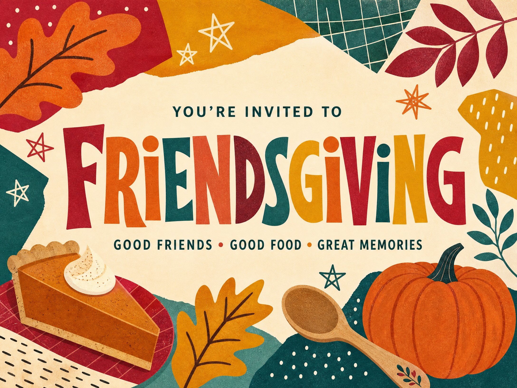 Good Friends — Friendsgiving, Thanksgiving, Pumpkin Pie, Pumpkin, Leaves