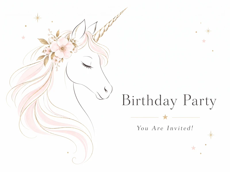 Unicorn Party — Unicorn Birthday, Minimalistic, Elegant