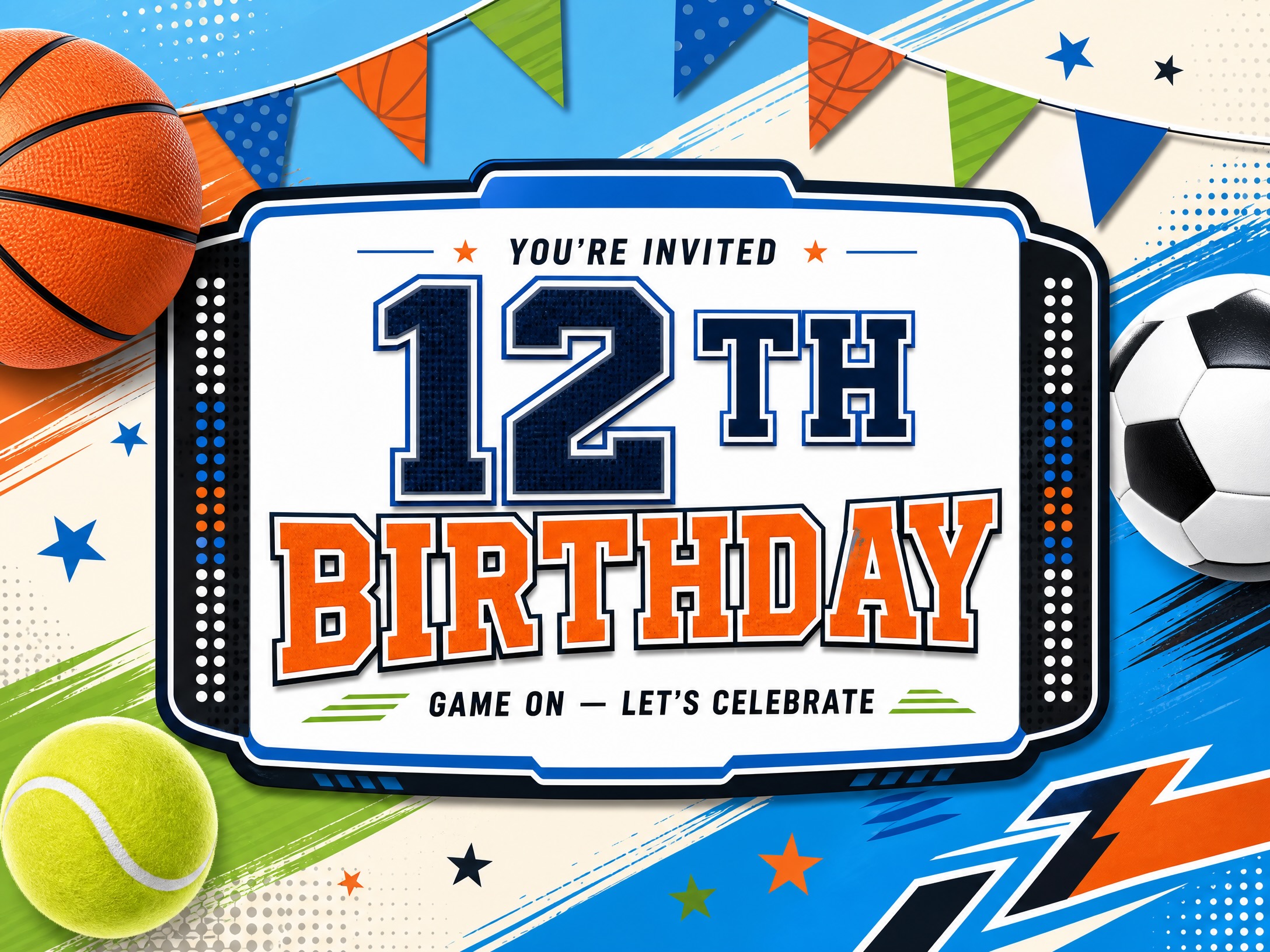 Goal For 12 — 12th Birthday, Twelve, Sports, Soccer Birthday, Basketball Birthday, Tennis
