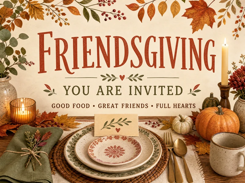 Great Friends, Full Hearts — Friendsgiving, Thanksgiving, Dinner, Pumpkin