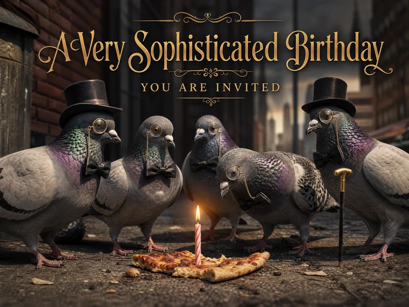 A Very Sophisticated Birthday — Funny, Pigeons, Pizza