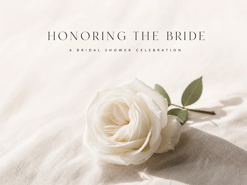 Honoring The Bride — Bridal Shower, White Rose, Minimalistic, Bridal Shower Invitation