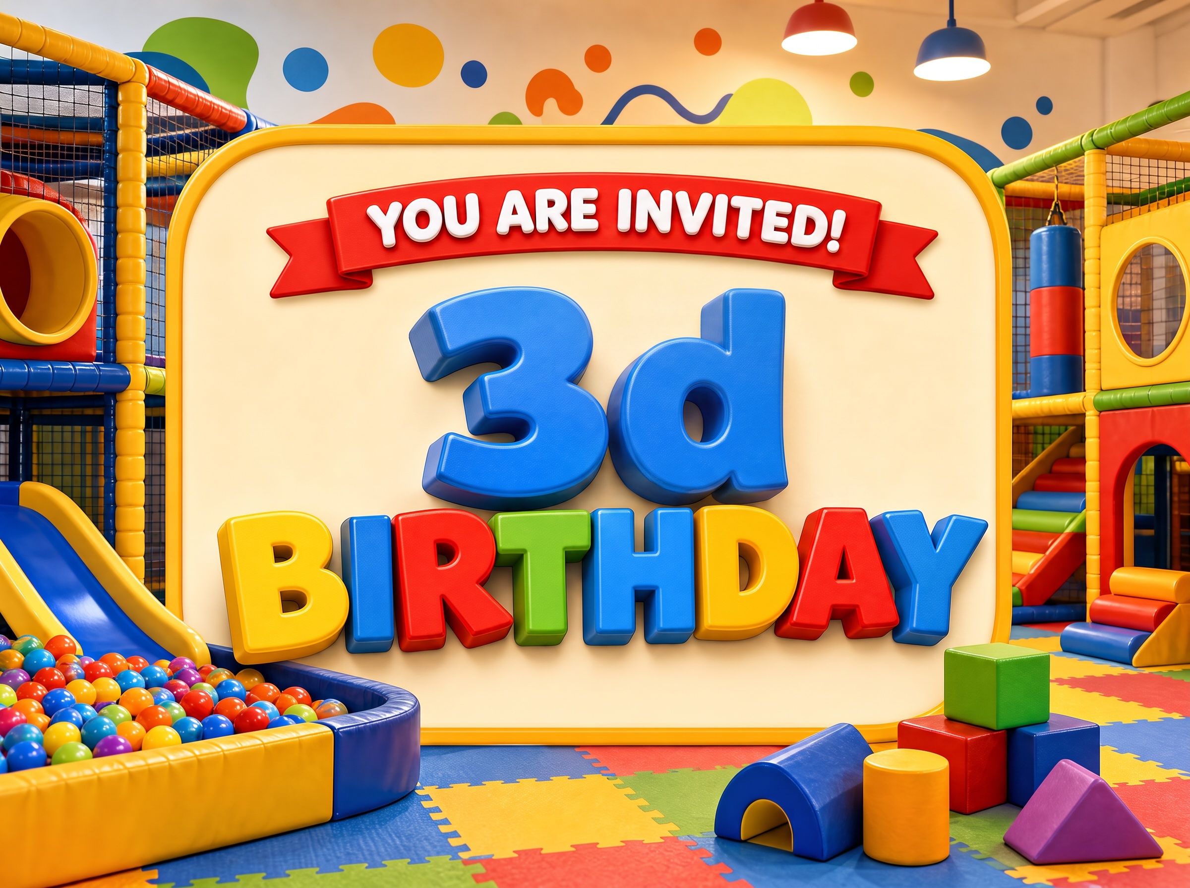 3d Birthday Playroom Fun — Third Birthday, Indoor Playground, 3d