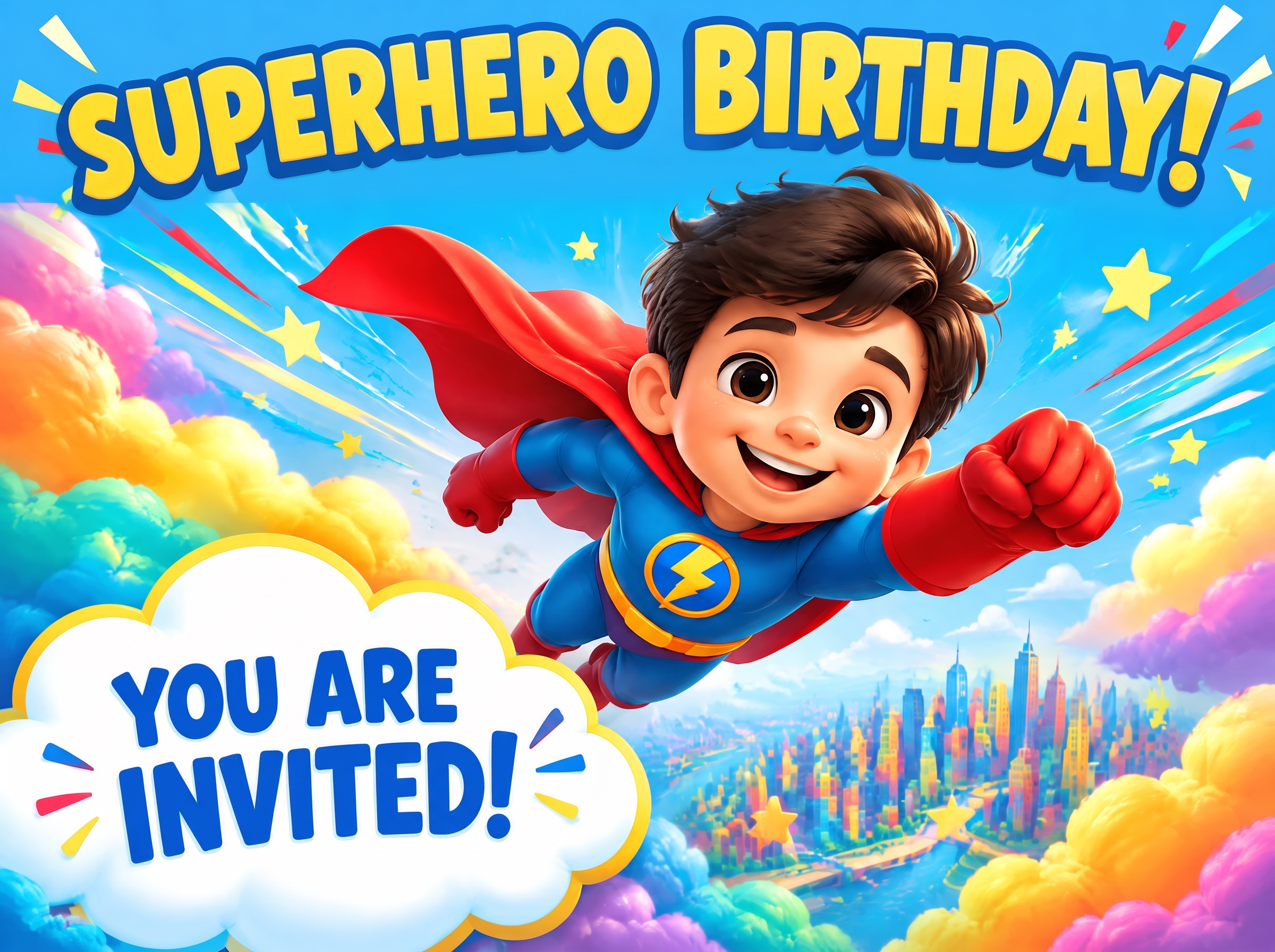Superhero Birthday — Superhero Birthday, Superman, Adventure, Invitation