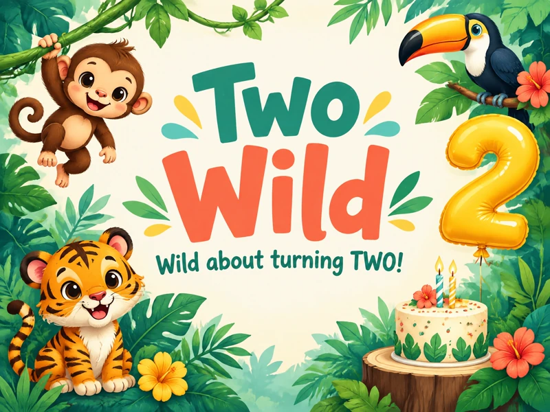 Wild About Turning Two — 2nd Birthday, Second Birthday, Animals, Safari, Two Wild, Monkey