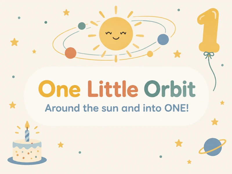 One Little Orbit — First Birthday, First Trip Around The Sun, Invitation, 1st Birthday