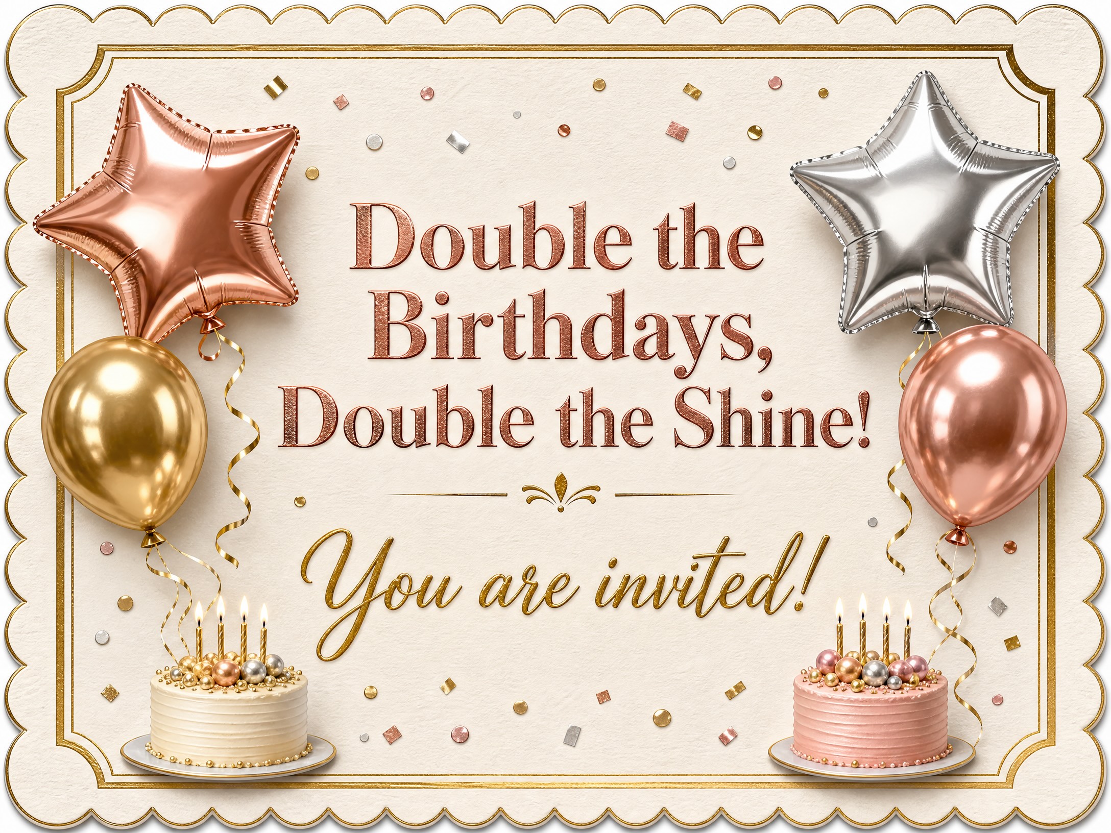Double The Shine — Joint Birthday, Double Birthday, Foil Balloons, Cake