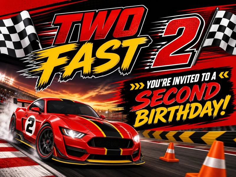 Two Fast — 2nd Birthday, Race Car, Red, Second Birthday