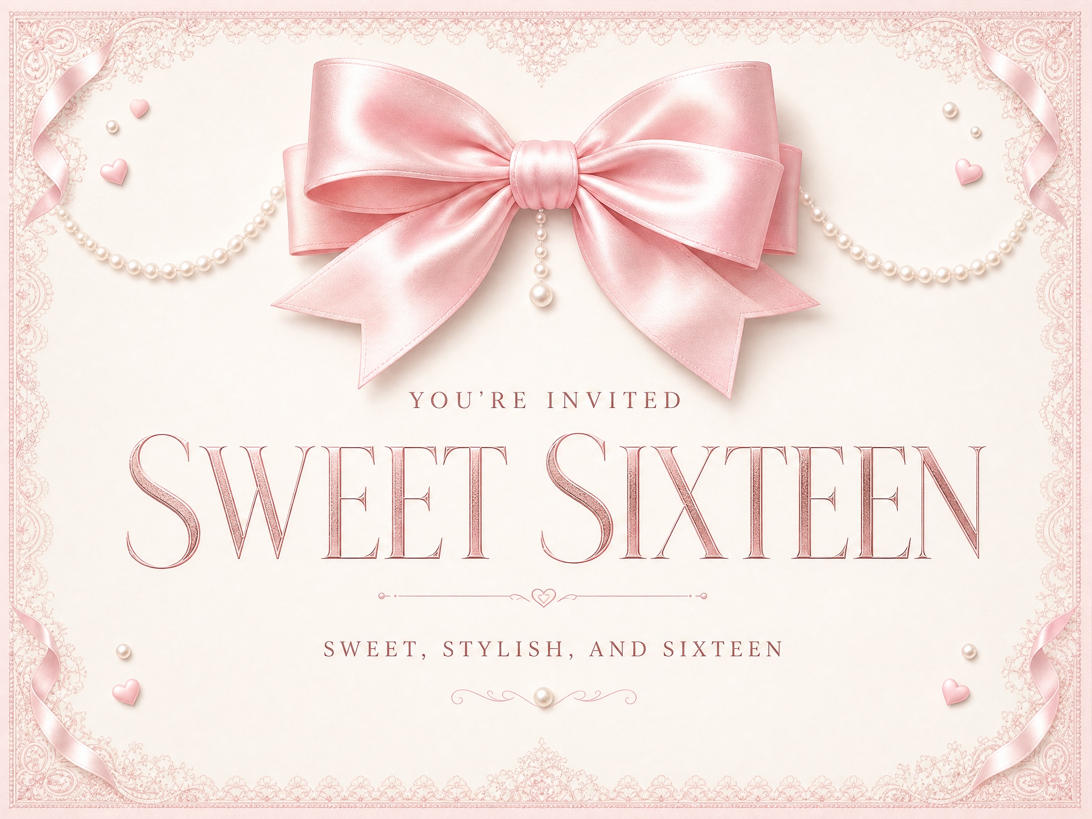 Sweet Coquette — Sweet 16, Soft Pink, Bow, Lace