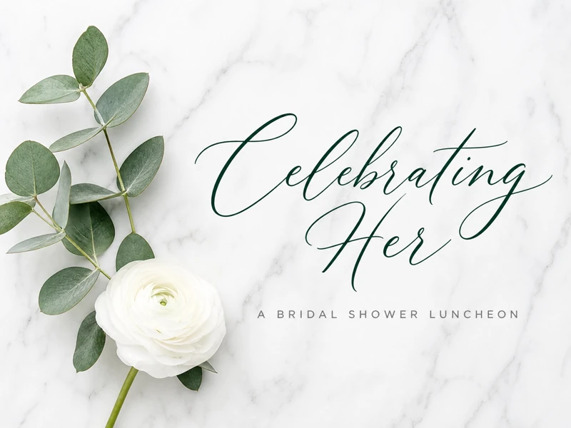 Celebrating Her — Bridal Shower Invitation, Minimalistic, Bridal Shower, Ranunculus Flower