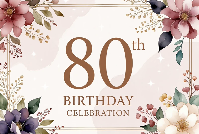 Celebrate in Style — 80th Birthday, Eighty, Flowers