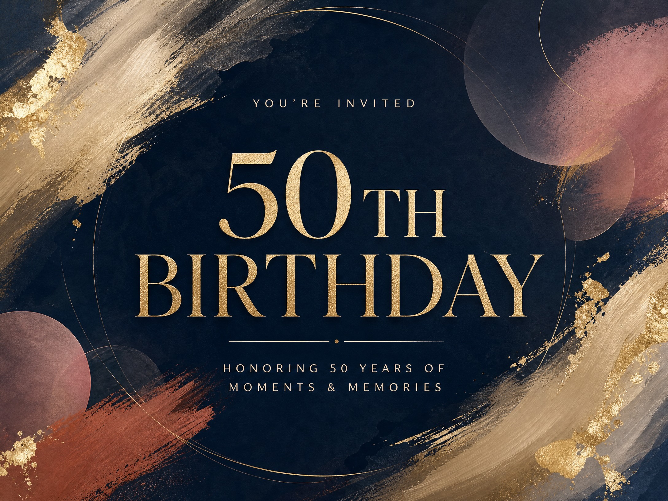 Honoring The Milestone — 50th Birthday, Fifty, Gold, Navy Blue