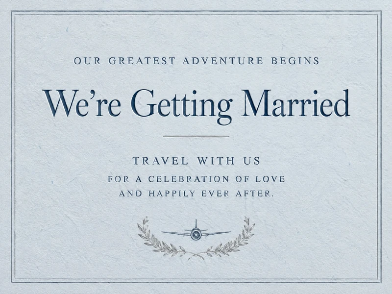 Our Greatest Adventure Begins — Destination Wedding, Invitation, Blue Paper