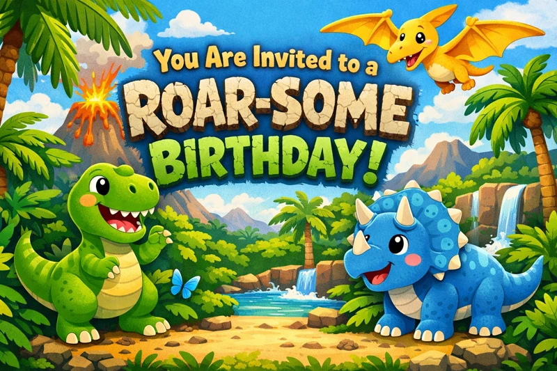 Roar-some Celebration — Dinosaur Birthday, T-Rex, trex, Triceratops, Roar