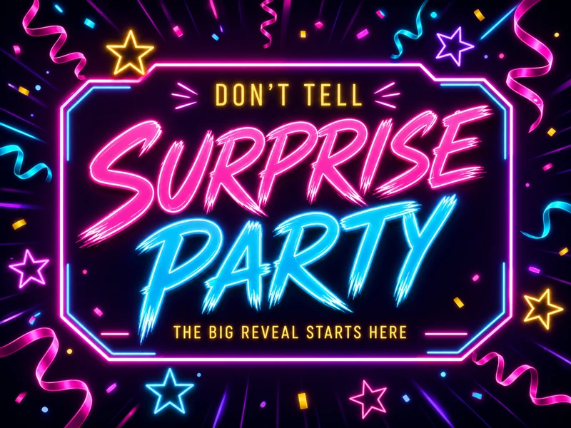 Shhh, It's A Surprise! — Surprise Party, Neon, Pink, Blue