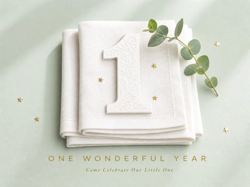 One Wonderful Year — First Birthday, 1st Birthday, Soft Green