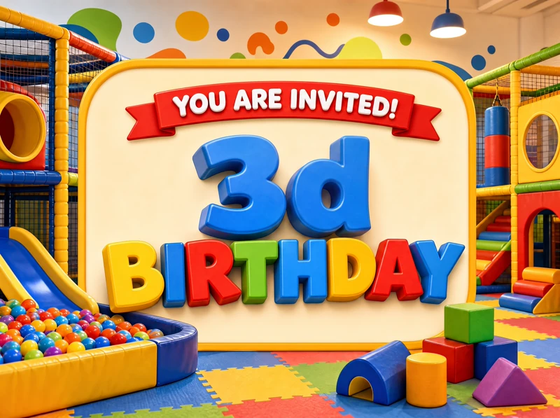 3d Birthday Playroom Fun — Third Birthday, Indoor Playground, 3d