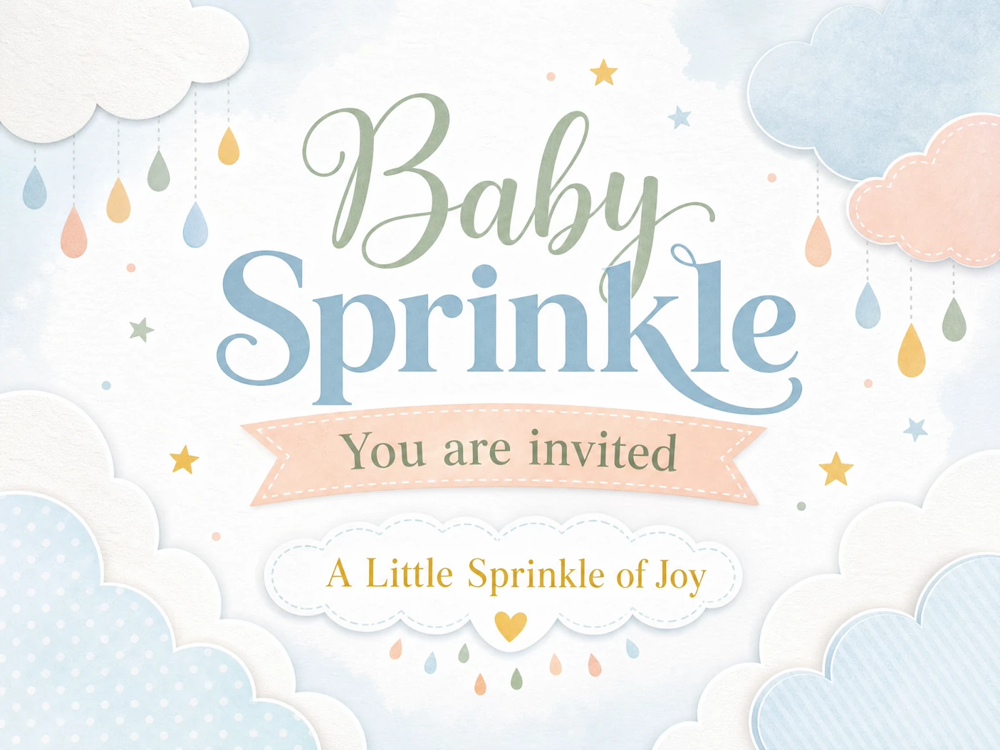 Sprinkle of Joy — Baby Sprinkle, Invitation, Pastel Colors