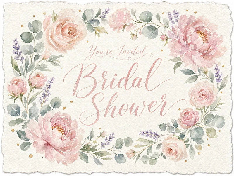 Floral Bridal Invitation — Bridal Shower, Floral, Watercolor