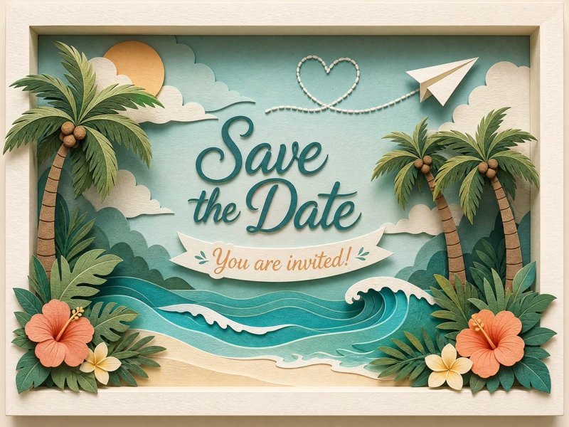 Save The Date For Destination — Destination Wedding, Save The Date, Invitation, Shadow Box, Paper