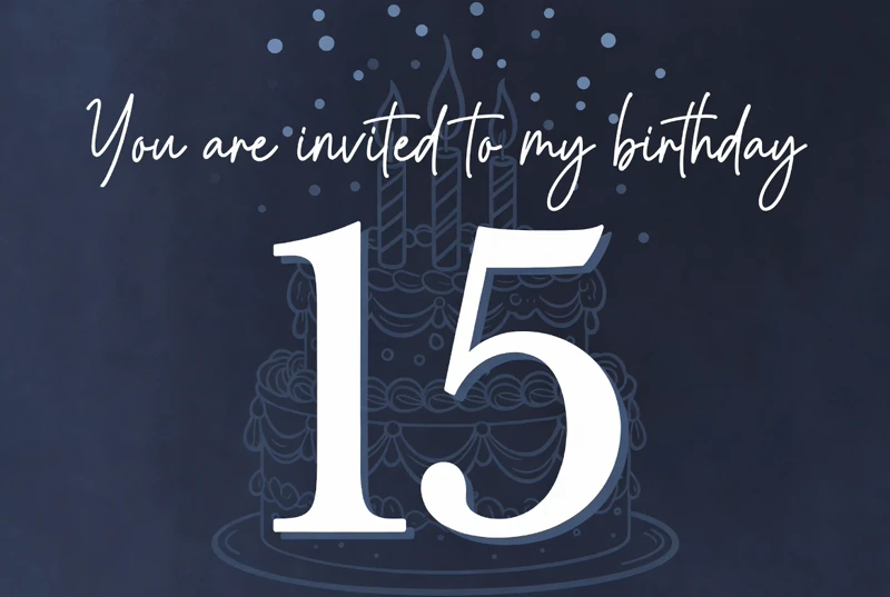 Happy 15th — 15th Birthday, Fifteenth, Dark Blue