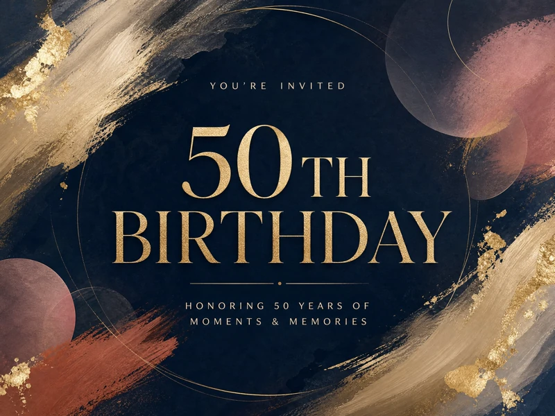 Honoring The Milestone — 50th Birthday, Fifty, Gold, Navy Blue