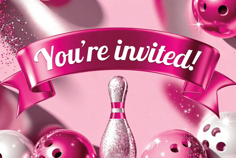 Bowling Party — Pink, Bowling Birthday, Pins, Ball