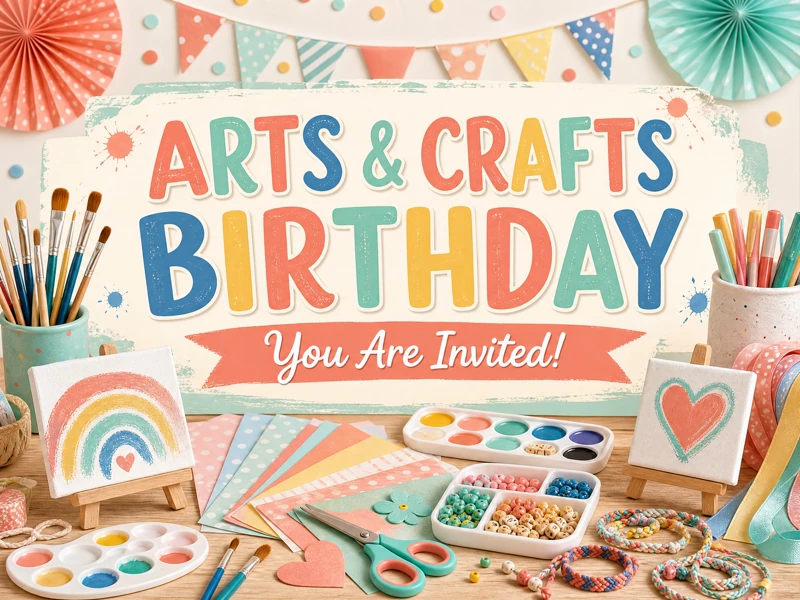 Arts And Crafts Birthday Invitation — Arts And Crafts Birthday, Painting, Bracelet Making