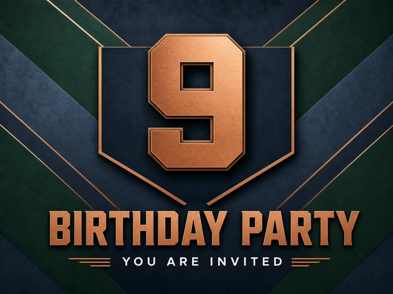 Varsity 9 — 9th Birthday, Digital Invitation, Sports, Varsity