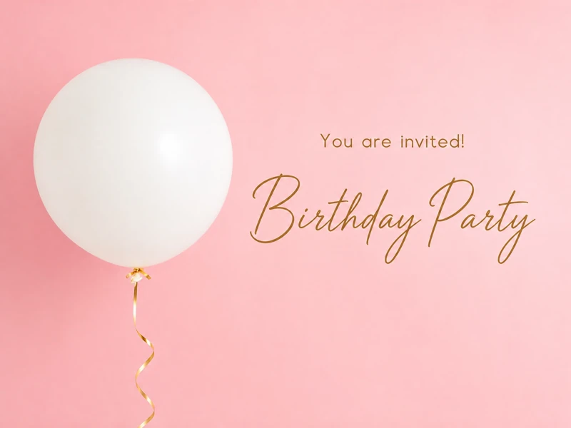 Tasteful Pink — Birthday Invite, Balloon, Pink
