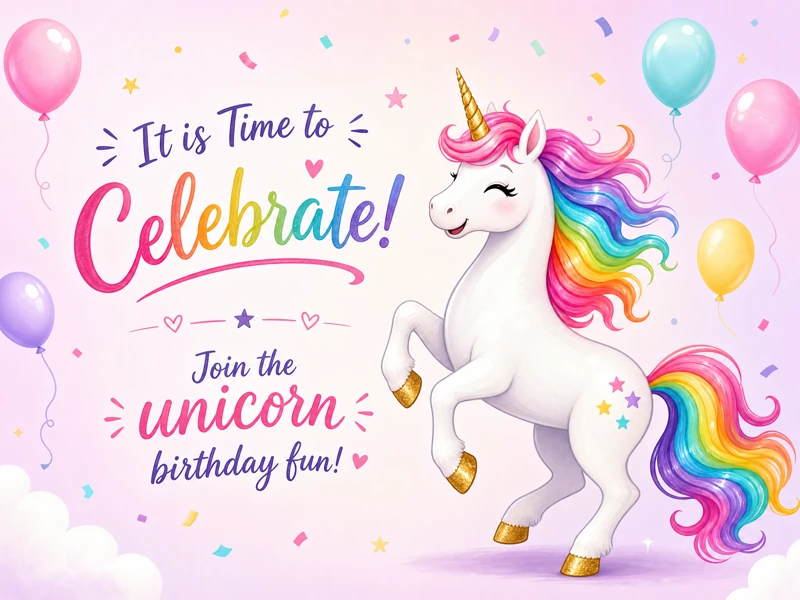 Unicorn Birthday Fun — Rainbow, Unicorn Birthday, Balloons
