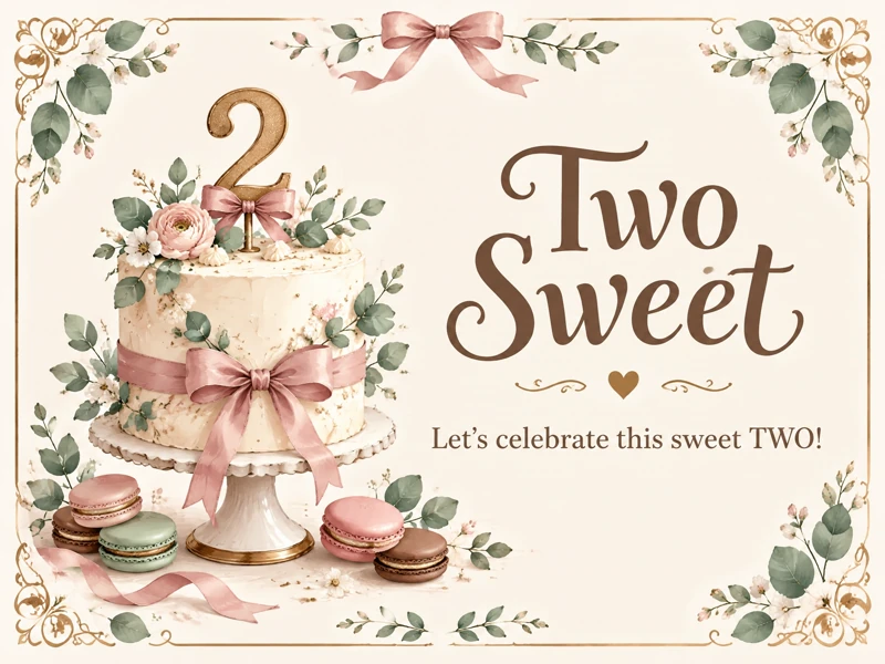 Two Sweet Second Birthday — Cake, Two Sweet, 2nd Birthday, Bow