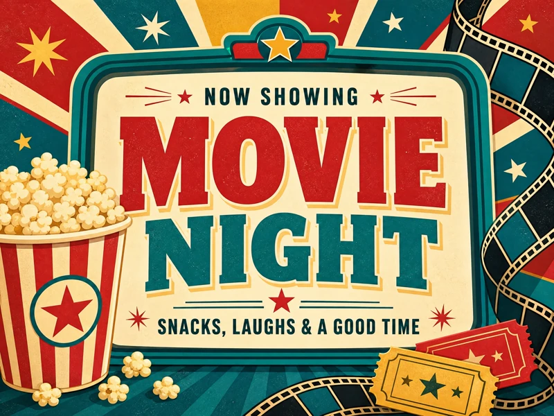 Retro Vibes And A Movie — Movie Night, 80s, Popcorn, Retro