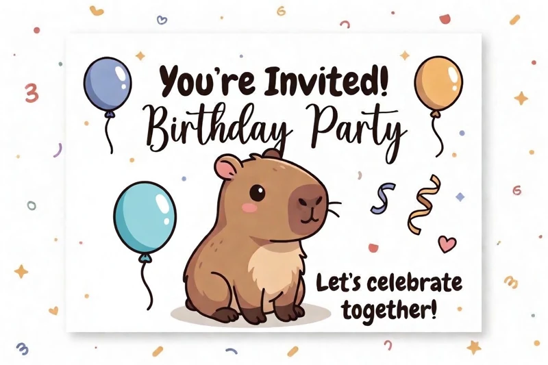 Capybara Birthday Invitation — Capybara Invitation