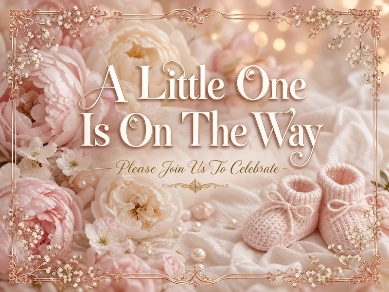 Little One Is On The Way — Baby Shower, Pink, Flowers, Pink Shoes