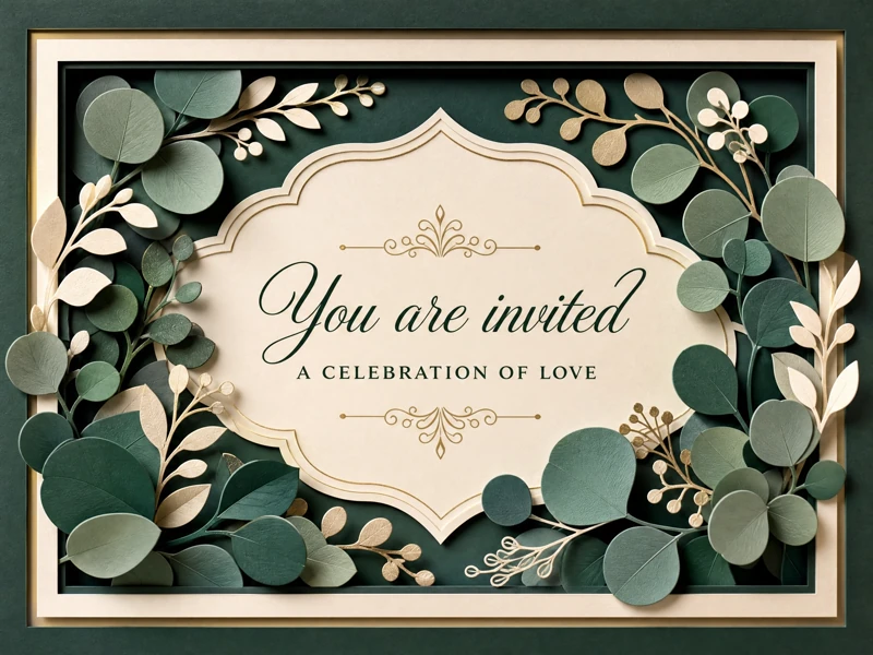 Floral Promise — Wedding Invitation, Green, Floral, Box Shadow