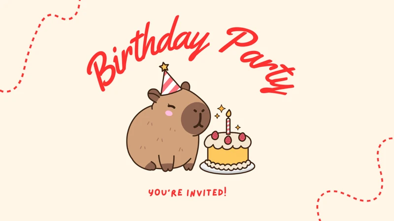 Capybara's Cake — Capybara Birthday, Cake, Party Hat, Animals