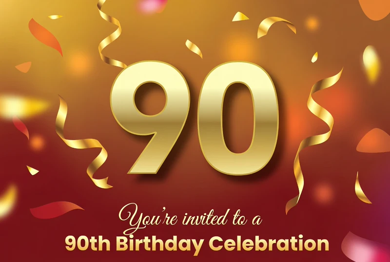 90th Birthday Party — 90th Birthday, Gold, Ninety, Ninetieth
