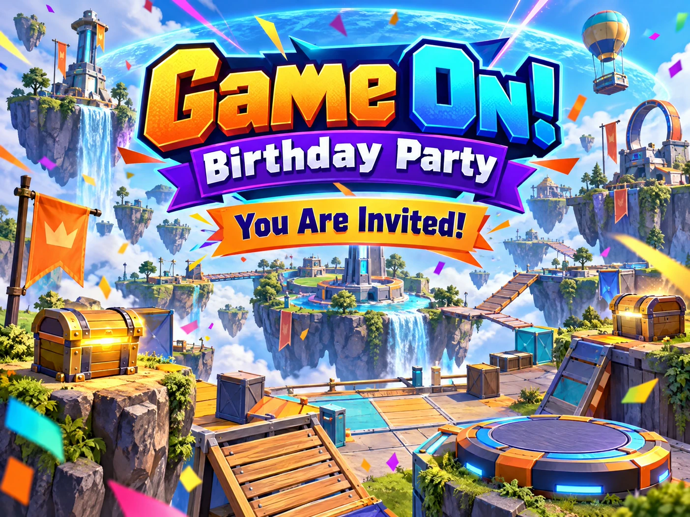 Drop In The Party! — Video Game, Video Game Themed Birthday Invitation, Gaming