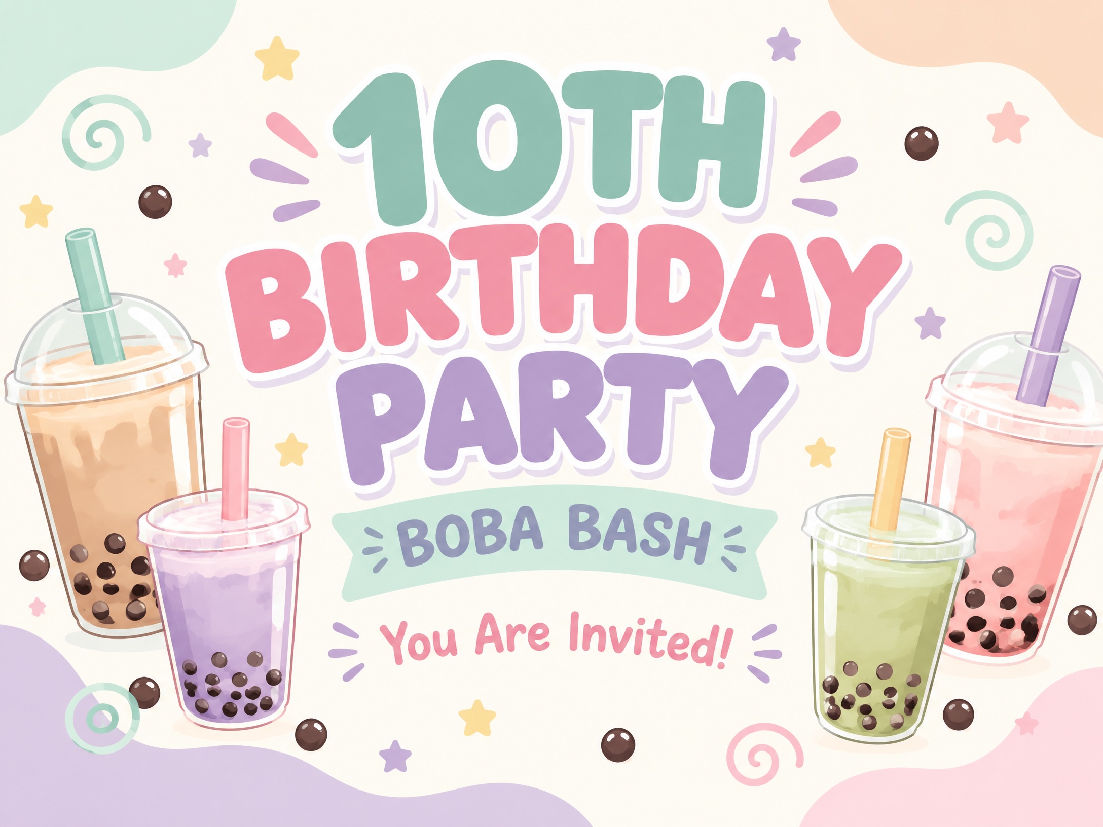 Boba Bash — 10th Birthday, Boba Tea, Milk Tea, Boba Birthday